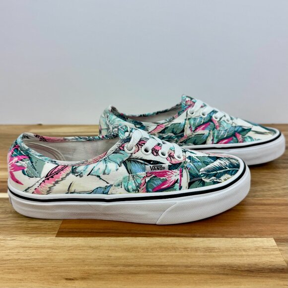 Authentic Shoe in Marshmallow White / Black | Vans Vans Authentic Core Classic Tropical Palm Leaf Canvas Sneakers Shoes Women\'s 5.5